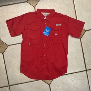 Columbia Red Button Down Shirt Lightweight Outdoor